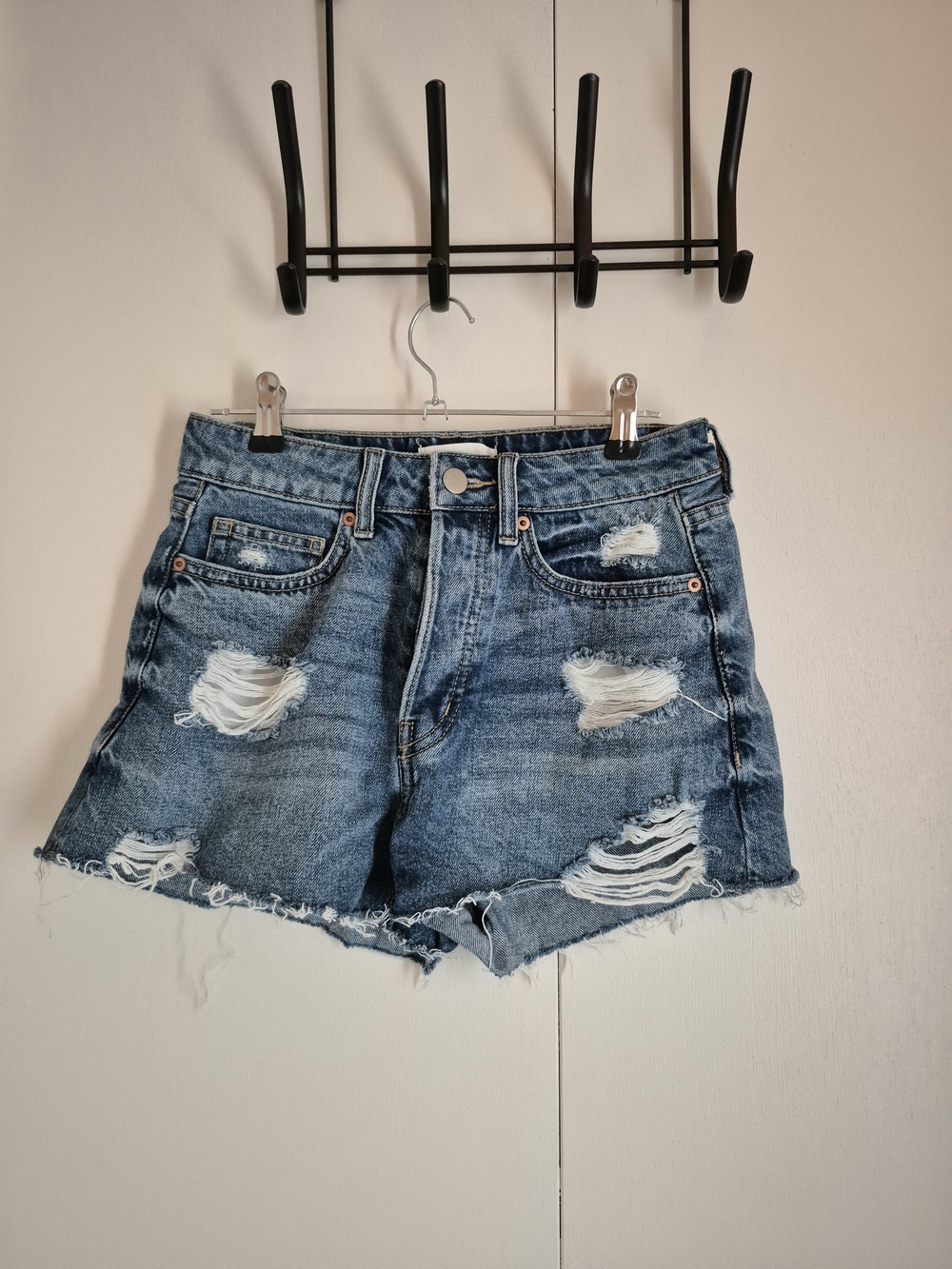 H&M Distressed Blue Denim Jean Shorts